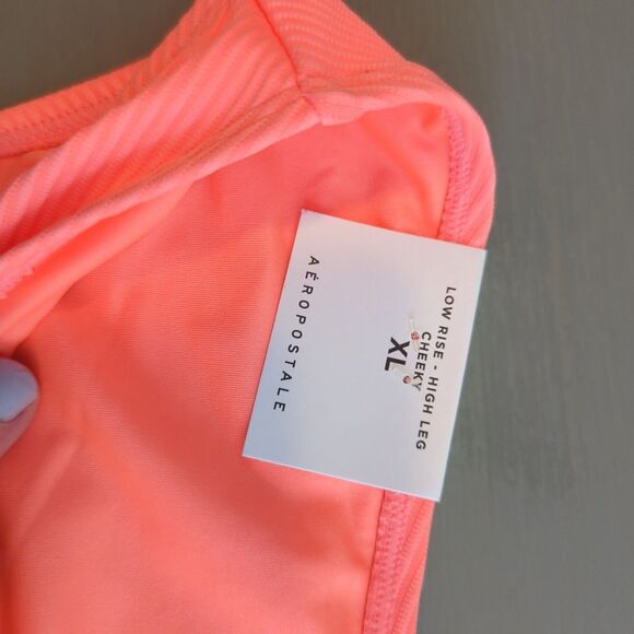 Aeropostale Low Rise High Leg Cheeky Swim Bikini Bottoms Womens XL Hot Pink - Picture 5 of 6
